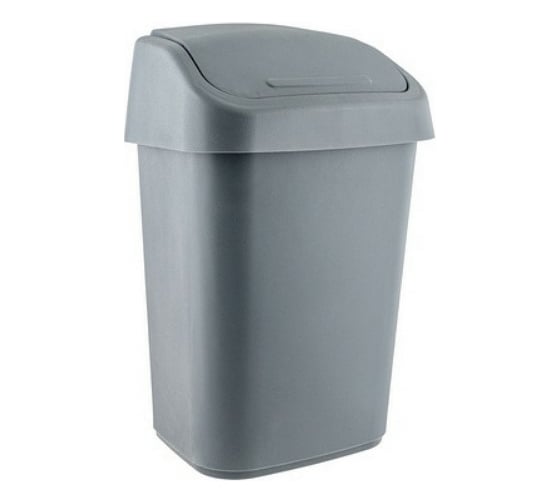 Мусорный контейнер PROFF PLASTIK прямоугольный, 10 л., маленький, с качающейся крышкой, темно-серый, пластиковый УИ-2601662т 1