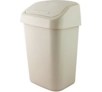Мусорный контейнер PROFF PLASTIK прямоугольный, 10 л., маленький, с качающейся крышкой, бежевый, пластиковый УИ-2601662б