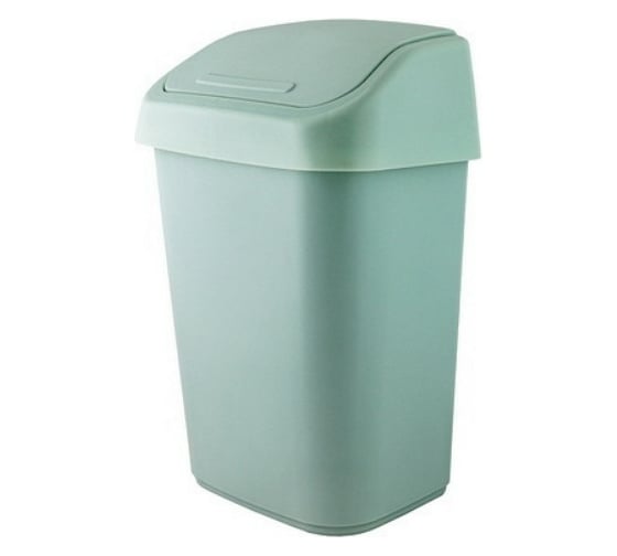 Мусорный контейнер PROFF PLASTIK прямоугольный, 10 л., маленький, с качающейся крышкой, зеленый, пластиковый УИ-2601662з 1