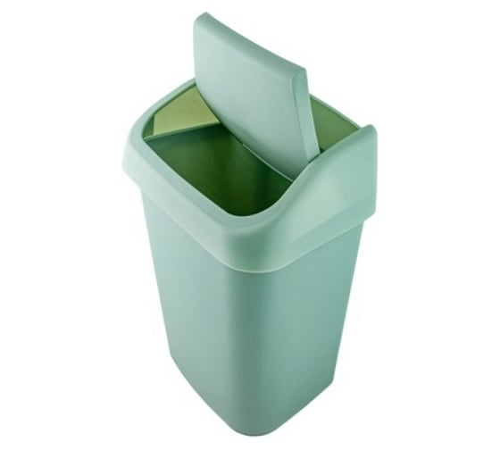 Мусорный контейнер PROFF PLASTIK прямоугольный, 10 л., маленький, с качающейся крышкой, зеленый, пластиковый УИ-2601662з
