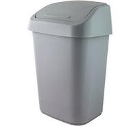Мусорный контейнер PROFF PLASTIK прямоугольный, 10 л., маленький, с качающейся крышкой, серый, пластиковый УИ-2601662с