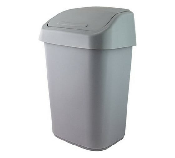 Мусорный контейнер PROFF PLASTIK прямоугольный, 25 л., большой, с качающейся крышкой, серый, пластиковый УИ-2601666 1
