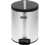 Ведро-контейнер для мусора, урна OfficeClean professional original, 5л, корпус нержавеющая сталь, крышка из пластика, хром 329043