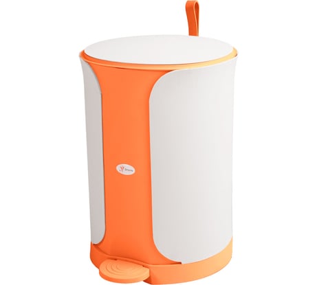 Бак Тара.ру Sтилъ 11 л., с крышкой, с педалью, оранжево-белый 28691