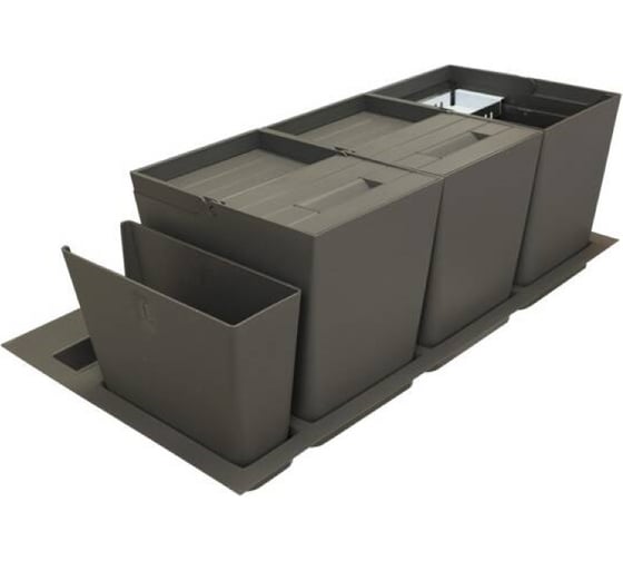 Система сортировки мусора ALVEUS Albio 55 2x16л + 2 контейнера, серый пластик 211960 1
