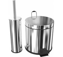 Комплект Teymi ведро для мусора с педалью Solli, 3 литра, ершик для унитаза, хром T90223 ЦБ-00266864