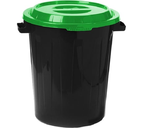 Бак для отходов ООО Комус М 2393 60 л, пластик, черный с зеленой крышкой 1561080