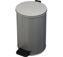 Педальная урна ООО Комус круглая, 10 л, серый металлик, 200 мм x 310 мм 732844