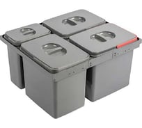 Комплект вёдер GTV МУЛЬТИНО NEW 600 3x15L+1x7L + каркас с креплением к фасаду, антрацит PB-93004162601