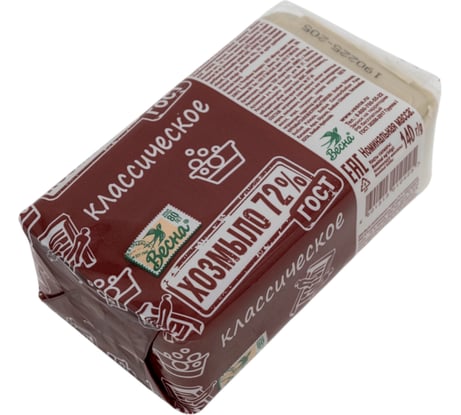 Хозмыло ВЕСНА 72% ГОСТ (классическое) в п/пропиленовой пленке, 140 г 6048