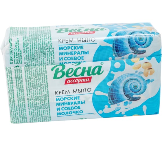 Туалетное мыло ВЕСНА Ассорти морские минералы и соевое молочко 140 г 6211