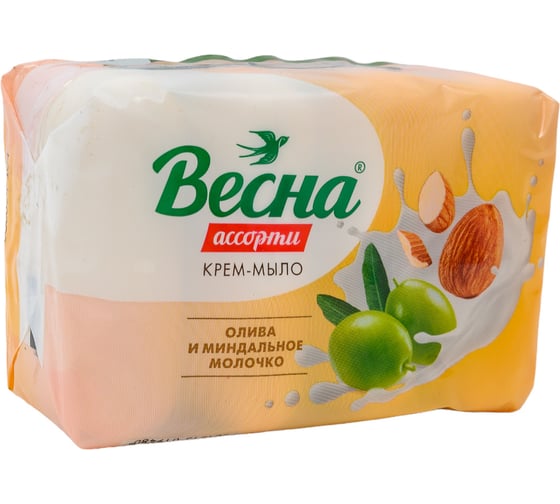 Туалетное мыло ВЕСНА Ассорти олива и миндальное молочко 300 г 6213