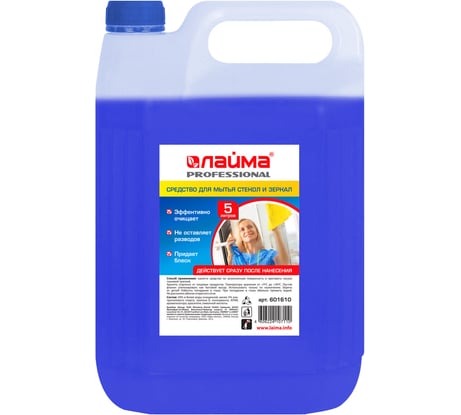Средство для мытья стекол и зеркал LAIMA 5 л, PROFESSIONAL, 601610