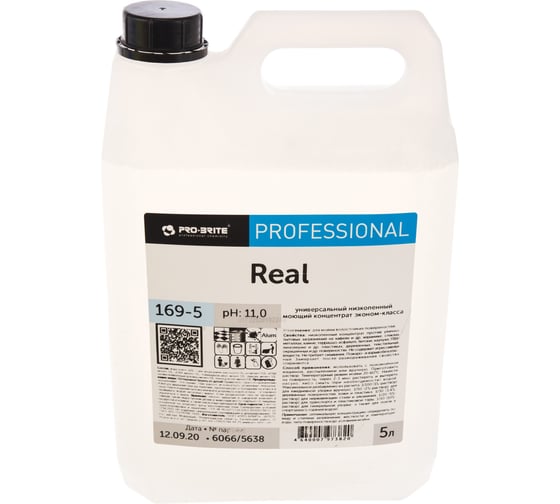 Универсальное щелочное моющее средство PRO-BRITE REAL 5л, низкопенное, концентрат 169-5 605292