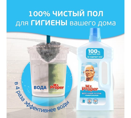 Средство для мытья пола и стен MR. PROPER 1 л Бережная уборка 1008219 605883 0001008281