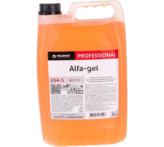 Кислотное средство для уборки санитарных помещений PRO-BRITE ALFA-GEL 5 л, концентрат, гель 054-5 605297