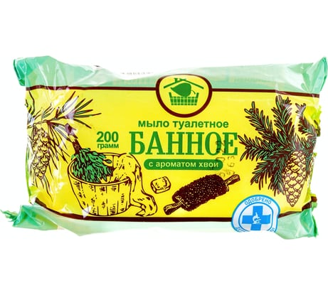 Туалетное твердое мыло "Банное" 200 г с ароматом Хвои шт