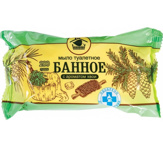 Туалетное твердое мыло "Банное" 200 г с ароматом Хвои шт