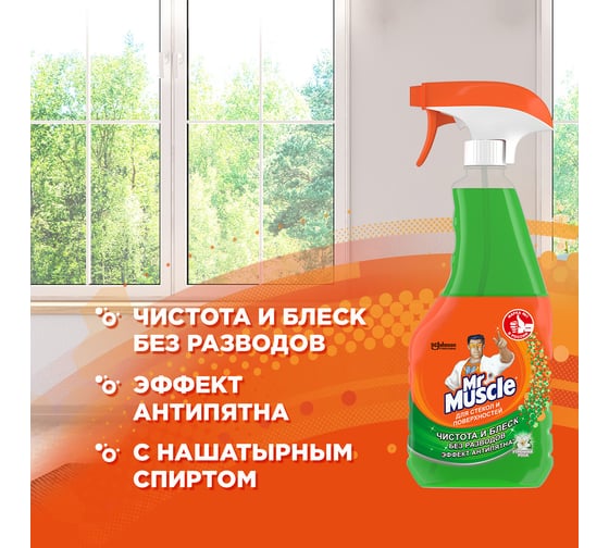 Средство для стекол и поверхностей МИСТЕР МУСКУЛ 530 мл Утренняя роса 865032