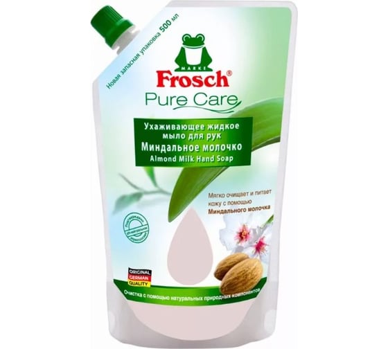Ухаживающее жидкое мыло для рук Frosch Миндальное молочко, запасная упаковка, 500 мл 712926