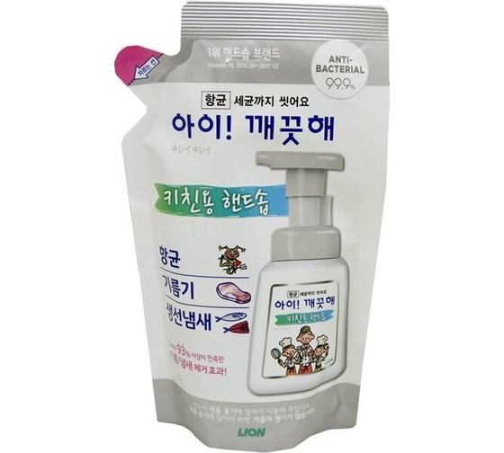 Пенное мыло для рук LION с антибактериальным эффектом, аромат мяты, запасной блок 615767 1