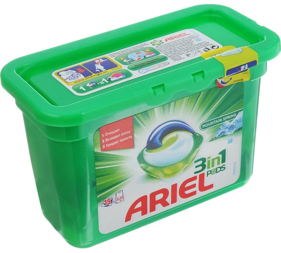 Гель в капсулах ARIEL автомат 3в1 Горный родник 15х28.8 г 24565 1