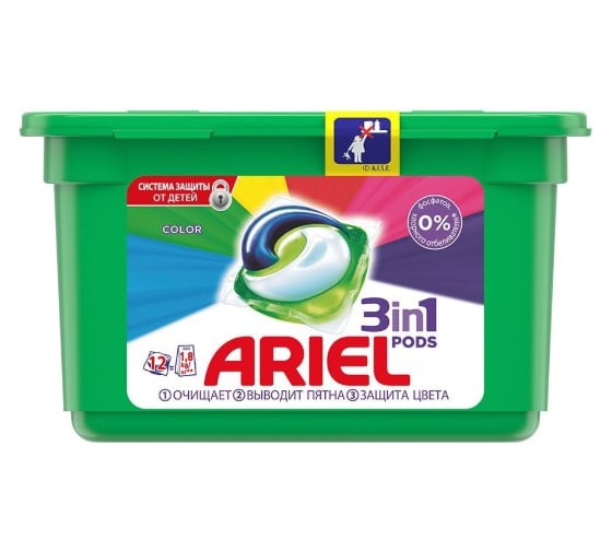 Гель в капсулах ARIEL автомат Color 12 шт по 27 г 39502 1