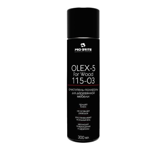 Полироль-пена для мебели PRO-BRITE OLEX-5 For Wood 300 мл очищает, придаёт блеск, аэрозоль 115-03 605243