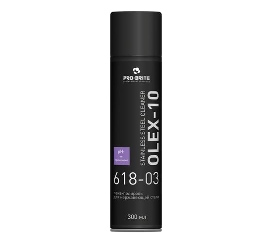 Полироль-пена для нержавеющей стали PRO-BRITE OLEX-10 Stainless Steel Cleaner 300 мл, аэрозоль 618-03 605244 1