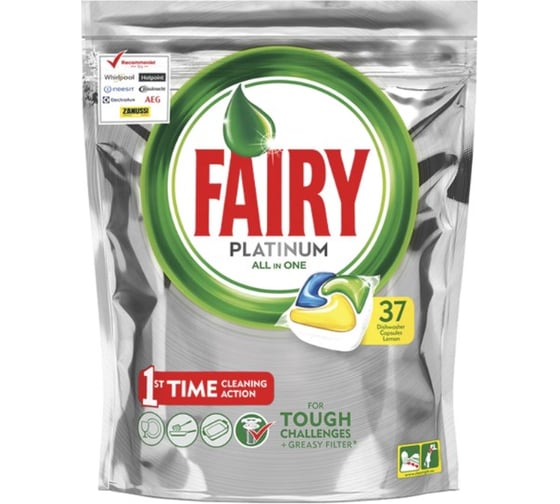 Таблетки для посудомоечных машин FAIRY Platinum, All in 1, Лимон капсулы, 37 шт 1009406 605889 1