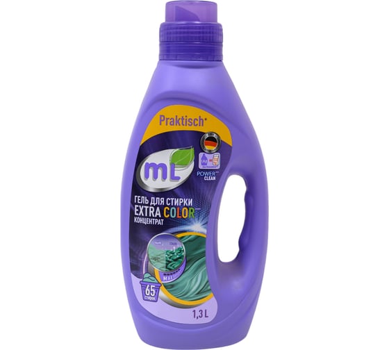Гель для стирки цветного белья Meine Liebe mL EXTRA COLOR, универсальный, концентрат, формула защиты цвета, 1.3 л ML31225
