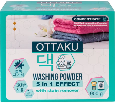 Стиральный порошок Ottaku автомат, 5 in1 EFFECT, с пятновыводителем, концентрированный, 900 г OT7701001