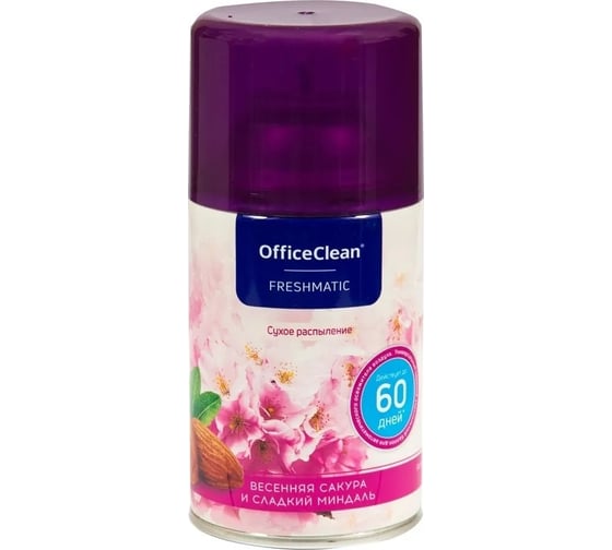 Сменный баллон для освежителя воздуха OfficeClean весенняя сакура и сладкий миндаль 262641/264641 1