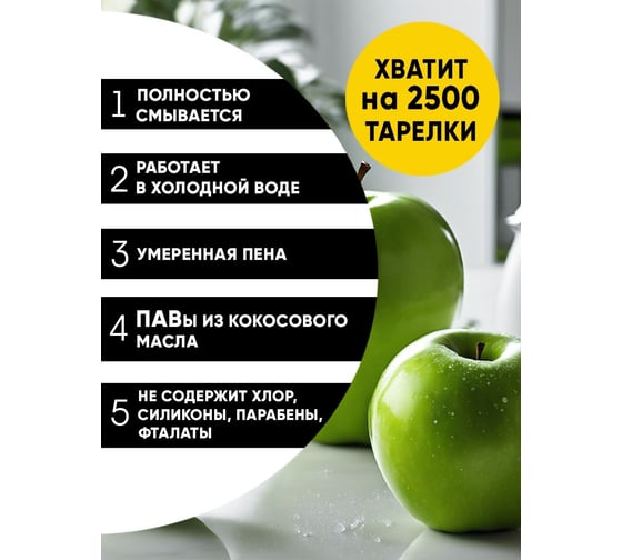 Гель для мытья посуды JERMiNAL Яблоко ПЭТ 5л 23335145