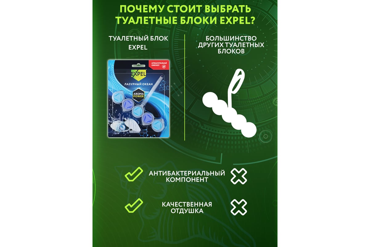 Средство чистящее для унитаза Expel aromapower лазурный океан (12/120)  TS0052