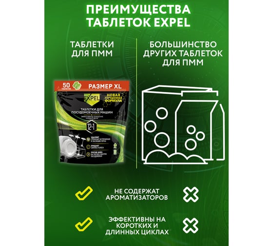 Таблетки для посудомоечных машин Expel 50 шт. TS0049