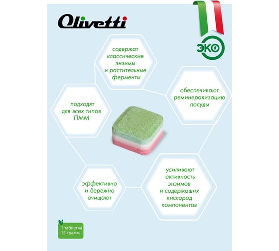 Таблетки для посудомоечных машин Olivetti 100 шт. LG-7101 15 Cube 100