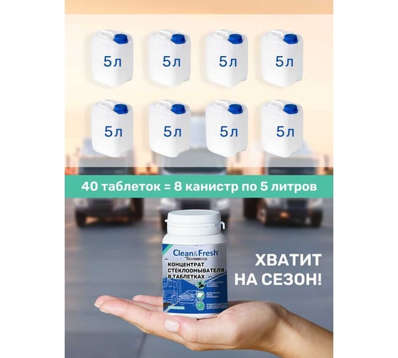 Концентрат стеклоомывателя в таблетках Clean&Fresh 40 таблеток Cg1m40