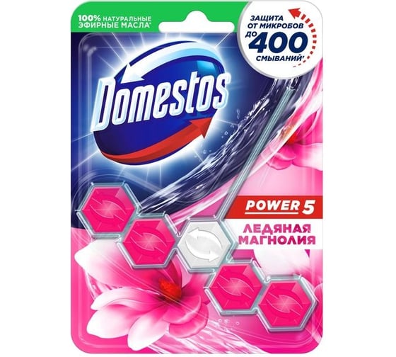 Блок для очищения унитаза DOMESTOS POWER 5 ледяная магнолия 55 г 68702175 1