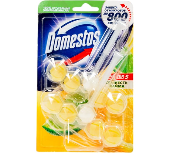 Блок для очищения унитаза DOMESTOS POWER 5 ДУО свежесть лайма 110 г 68702403