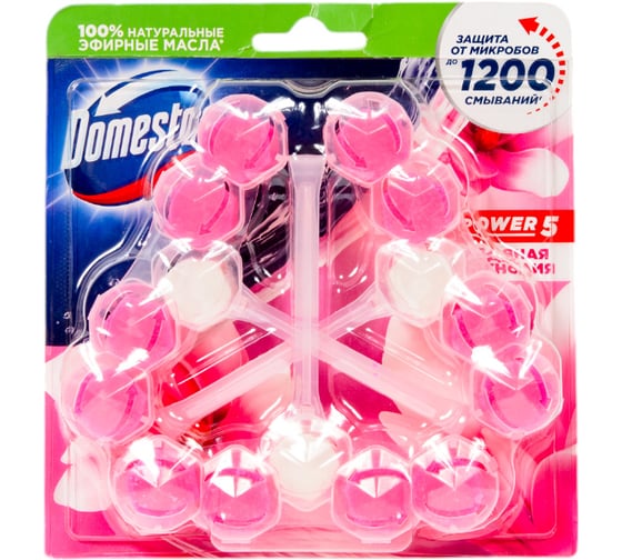 Блок для очищения унитаза DOMESTOS ТРИО ледяная магнолия 3х55 г 68702457