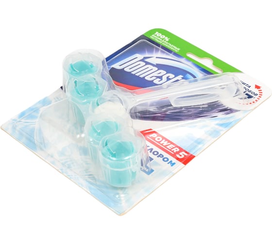 Блок для очищения унитаза DOMESTOS POWER 5 с хлором, кристальная чистота, 55 г 68702408