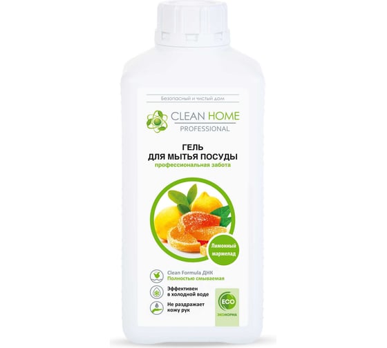 Гель для мытья посуды CLEAN HOME Лимонный мармелад запасной блок 1 литр 616