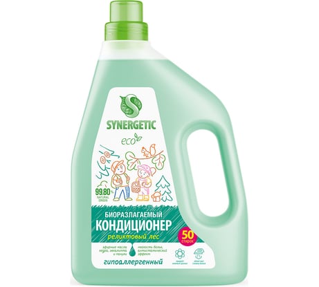 Кондиционер для белья SYNERGETIC Реликтовый лес 1,5 л 50 стирок, гипоаллергенный, биоразлагаемый 110458