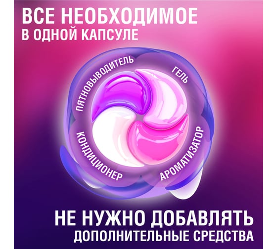 Капсулы для стирки большие концентрат LAIMA 4 в 1, с кондиционером, Магия сакуры, 60 шт. 608877