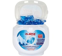 Капсулы для стирки концентрат LAIMA Giga Pack 3 в 1, с кондиционером, 100 шт., Альпийская свежесть 608878