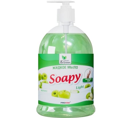 Жидкое мыло Прохим "Soapy" Light Яблоко, с дозатором, 1000 мл CG8094