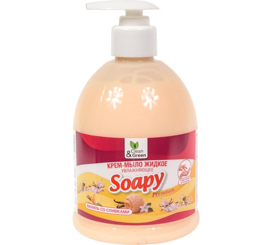 Крем-мыло жидкое Прохим "Soapy" Premium ваниль со сливками, увлажняющее, с дозатором, 500 мл CG8111