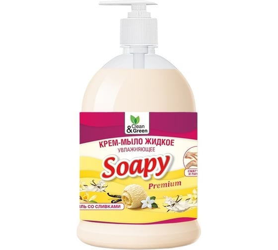 Крем-мыло жидкое Прохим "Soapy" Premium ваниль со сливками" увлажняющее, с дозатором, 1000 мл CG8116