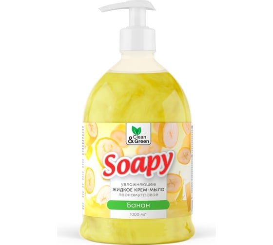 Прохим Крем-мыло жидкое с перламутром "Soapy" банан, увлажняющее, с дозатором, 1000 мл CG8306 1